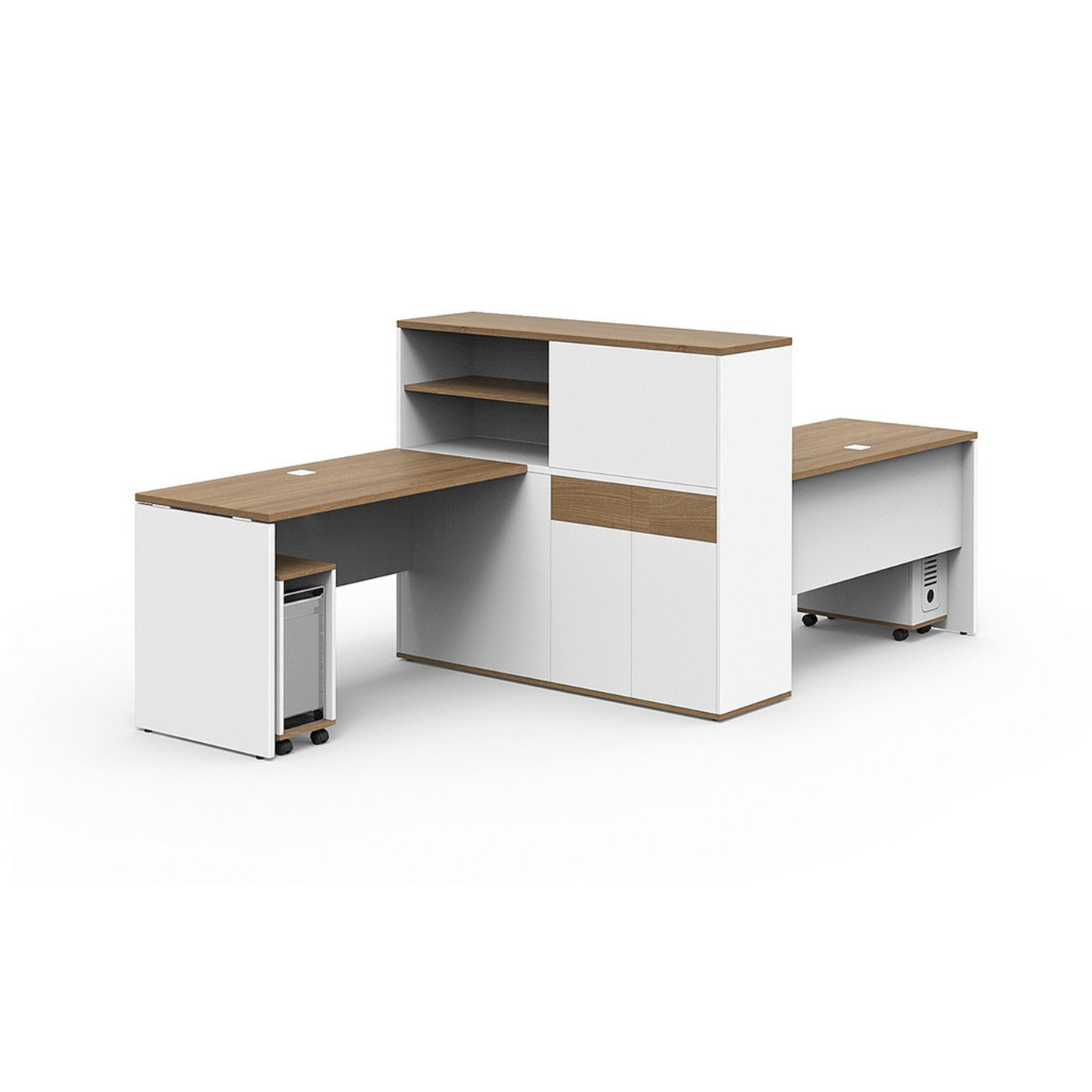 office workstation desk with filing cabinet side storage