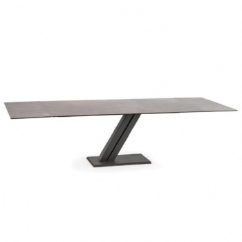 modern ceramic extending dining table with black sand finish legs