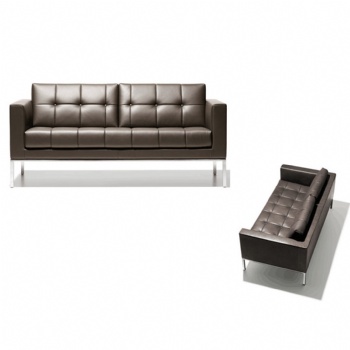 2 seat grey leather sofa for office or hotel manufacturer