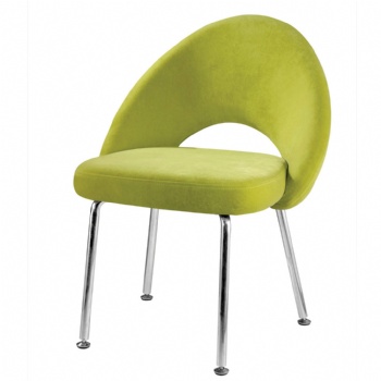 fabric upholstered stylish dining chair with chrome legs