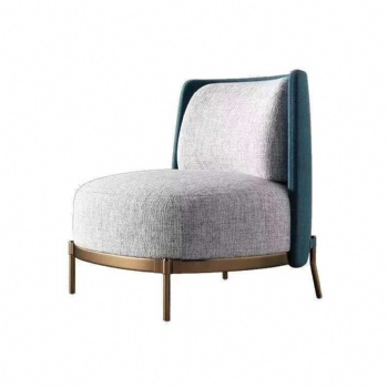 linen fabric cushion chair with bronze base for sale