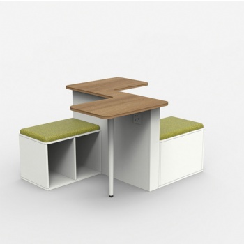  company office public area rest reading table with storage and stool	