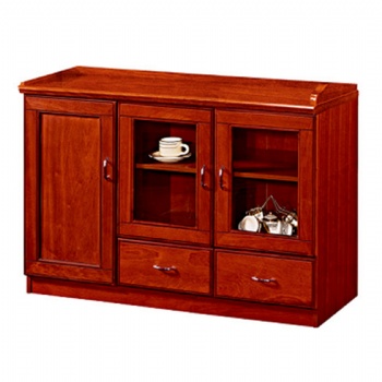  walnut veneer finish side storage tea table cabinet for office use	